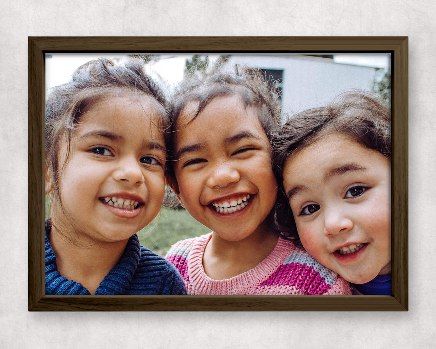 5x7 Photo Wooden Block Frame in the color Dark Natural with an aluminum photo insert