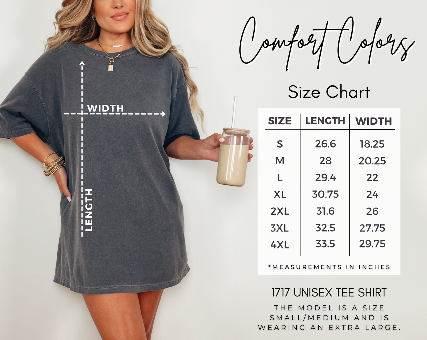 Comfort Colors T-Shirt Size Chart