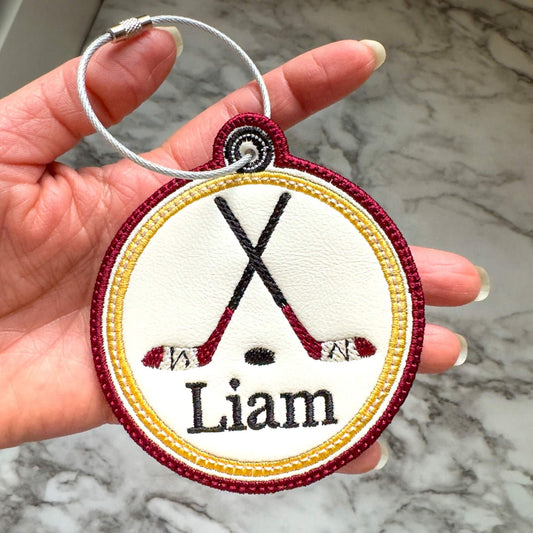 Personalized Hockey Bag Tag – Custom Name & Team Colors