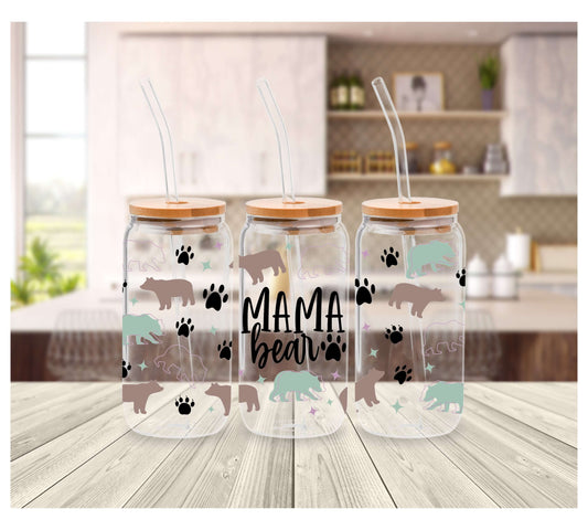 Mama Bear Glass Cup