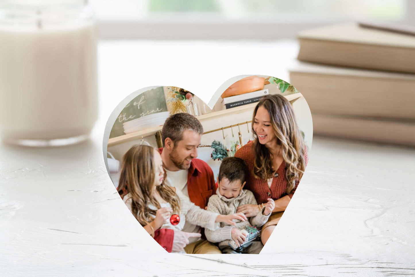 Heart Shaped Wood Photo Block that measures 5.9 x 5.1