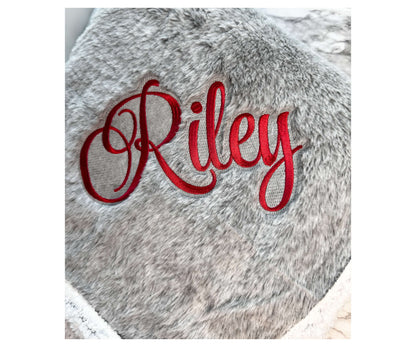 Personalized Embroidered Throw Blanket – Light Gray (50'x60')