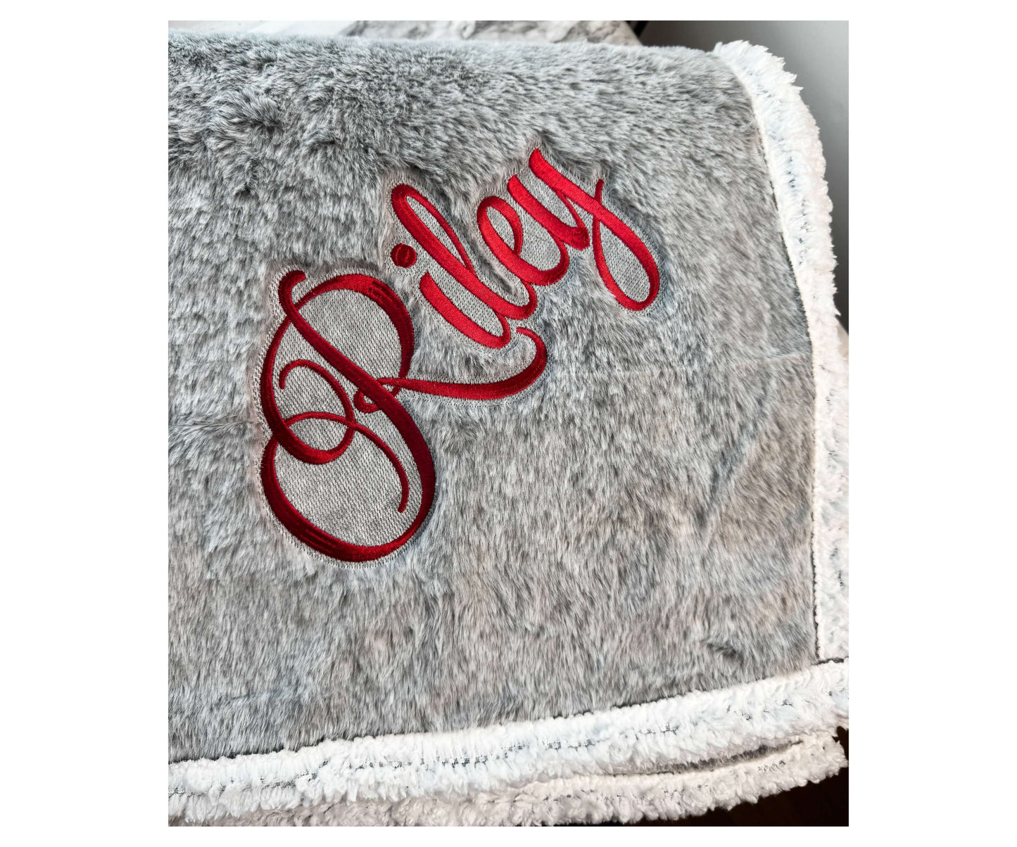Personalized Embroidered Throw Blanket – Light Gray (50'x60')