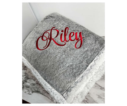 Personalized Embroidered Throw Blanket – Light Gray (50'x60')