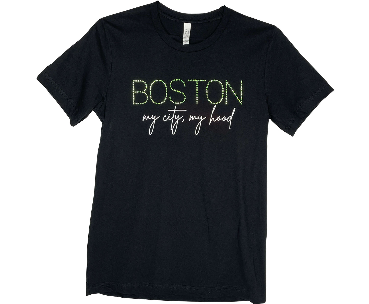 Boston My City My Hood Rhinestone T-Shirt