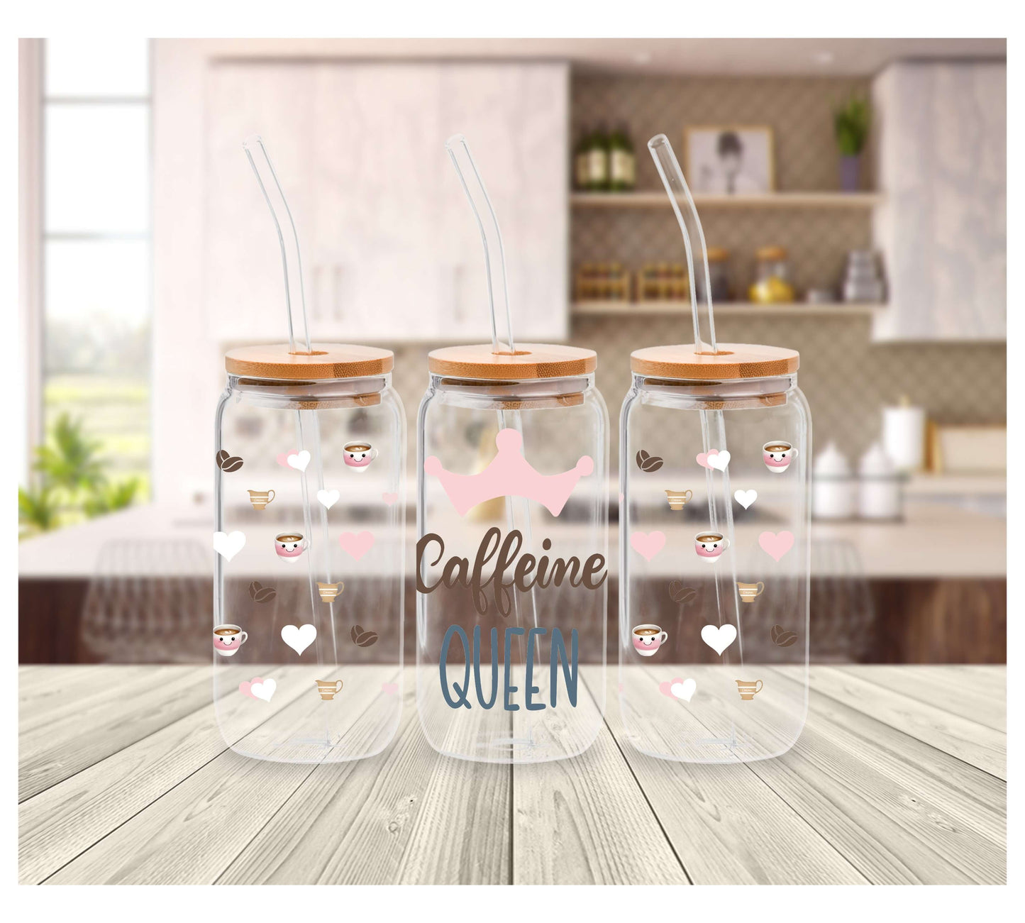Caffeine Queen Glass Cup