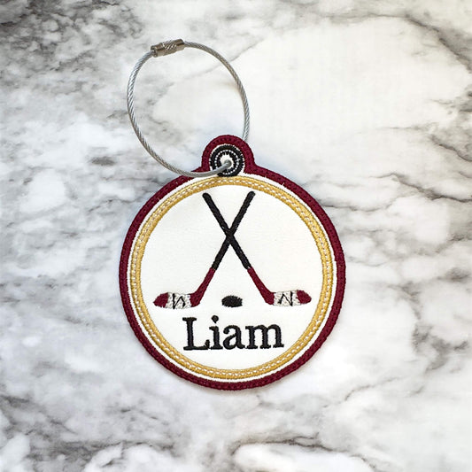 Personalized Hockey Bag Tag – Custom Name & Team Colors