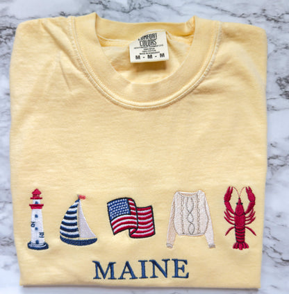 Personalized Embroidered Coastal Collection Comfort Colors T-Shirt | Beach & Coastal Tee