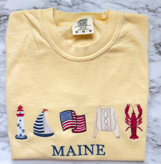 Personalized Embroidered Coastal Collection Comfort Colors T-Shirt | Beach & Coastal Tee