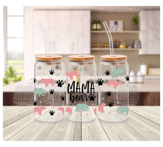 Mama Bear Glass Cup