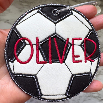Personalized Soccer Bag Tag | Custom Embroidered Soccer Name Tag