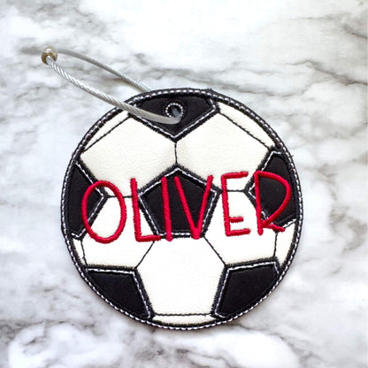 Personalized Soccer Bag Tag | Custom Embroidered Soccer Name Tag