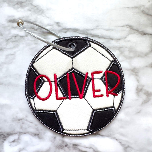 Personalized Soccer Bag Tag | Custom Embroidered Soccer Name Tag