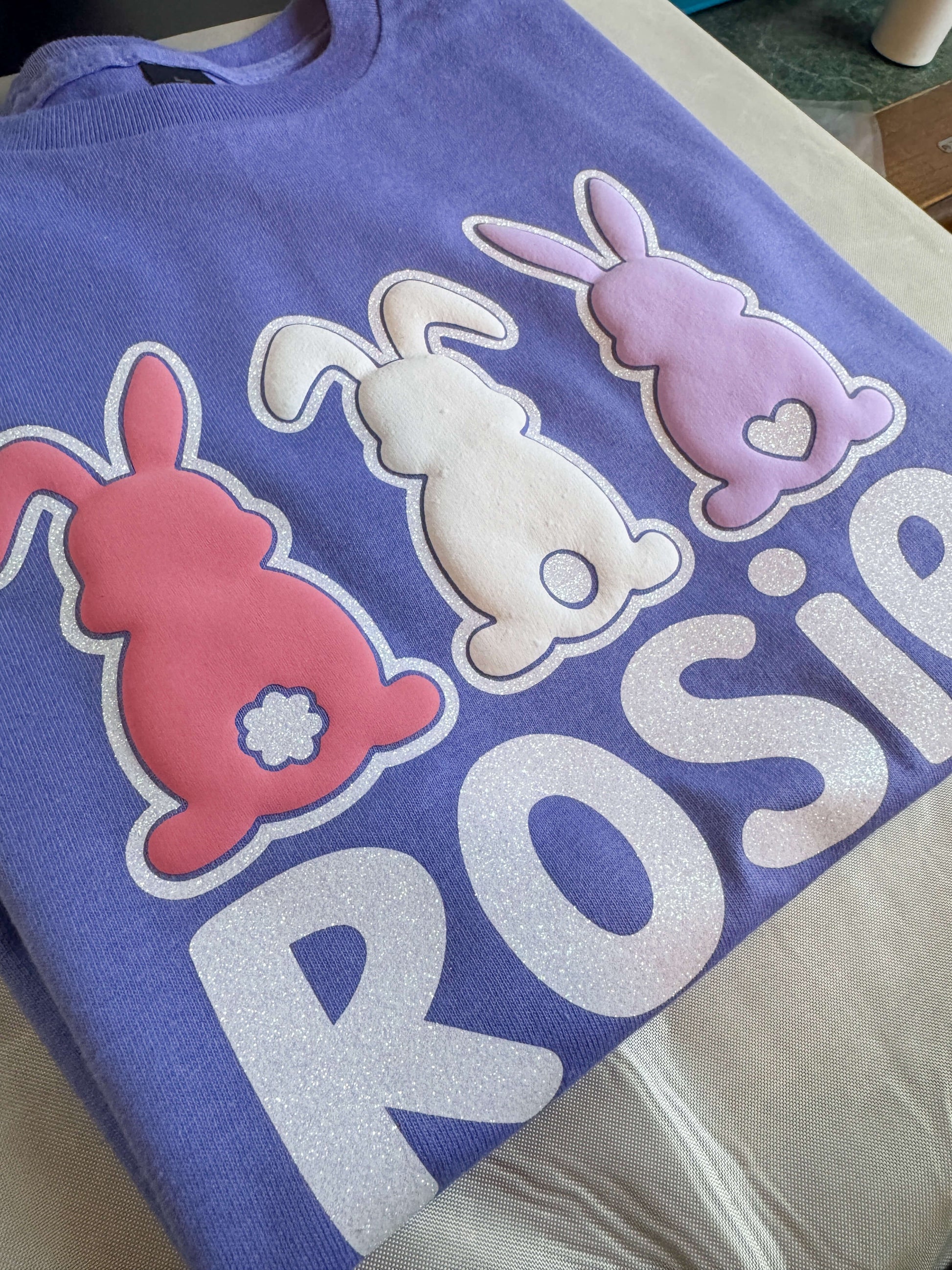 Close up view of the 3D effect that Puff HTV creates on apparel.