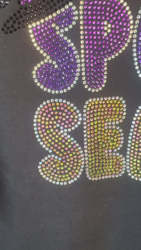 Up close video showing the beauty of the rhinestone design Spooky Season.